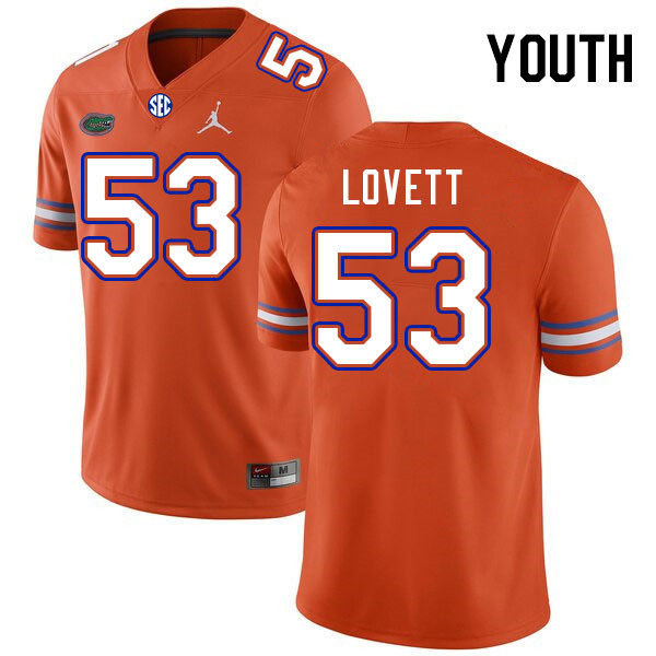 Youth #53 Bryce Lovett Florida Gators College Football Jerseys Stitched-Orange - Click Image to Close